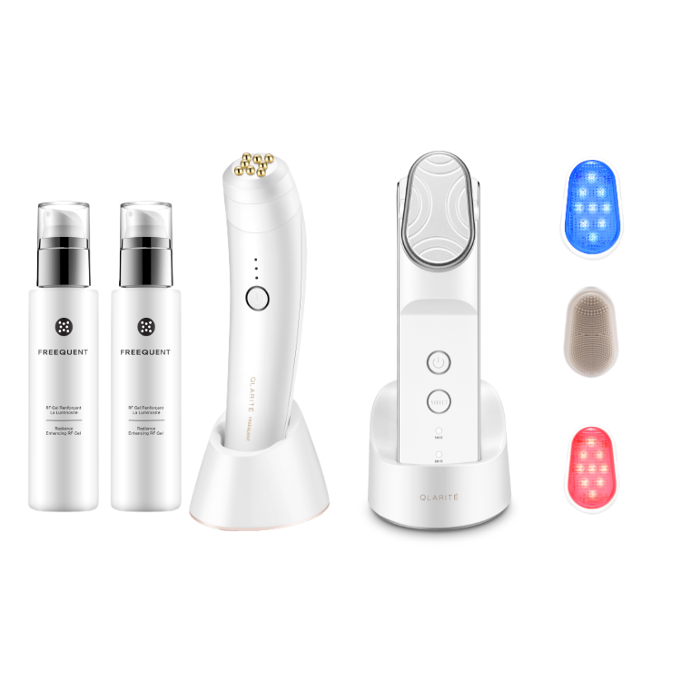 Qlarite LedSonic+ 多效美容儀 + FREEQUENT 家用射頻 (RF) 冷凍美容儀 + 2 支煥彩瑩亮 RF 凝膠 150ml